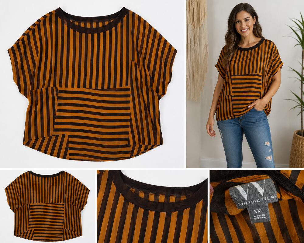 Worthington Women’s Striped Dolman Top – Size XXL